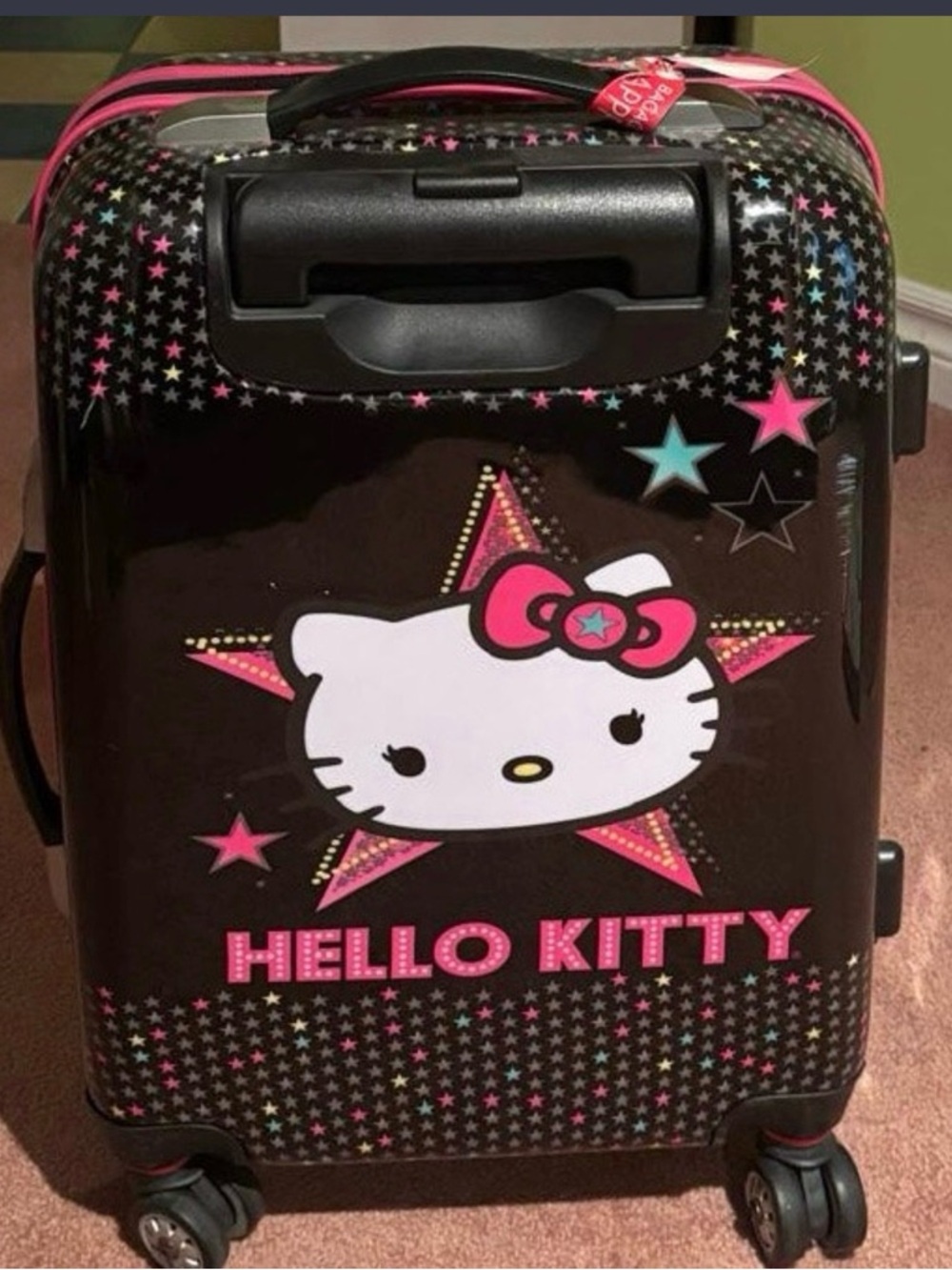 Hello Kitty Black, Pink & Aqua Star Spinner Carry-On